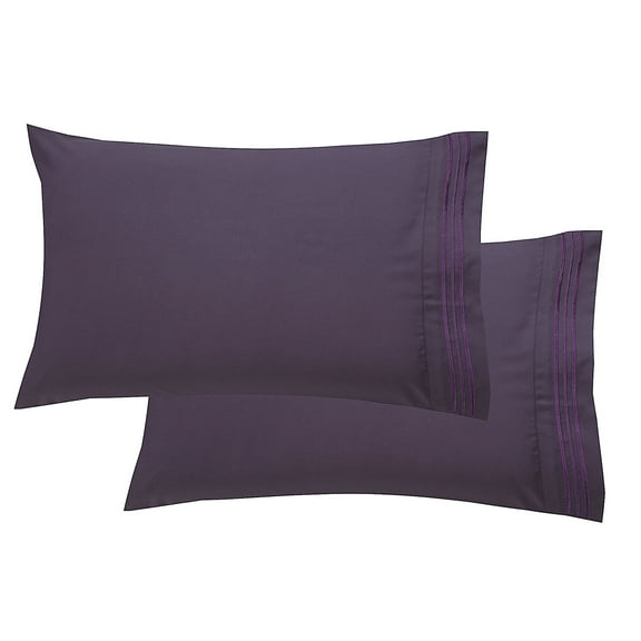 1800 Thread Count Egyptian Quality Super Soft Wrinkle Free 2-Piece Pillowcases- King Size-Purple