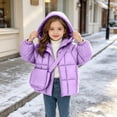 thumbnail image 4 of Lmnyox Puffer Jackets for Girls Solid Color Long Sleeve Windproof Hooded Coats Winter Warm Outwears with Pockets, 4 of 4