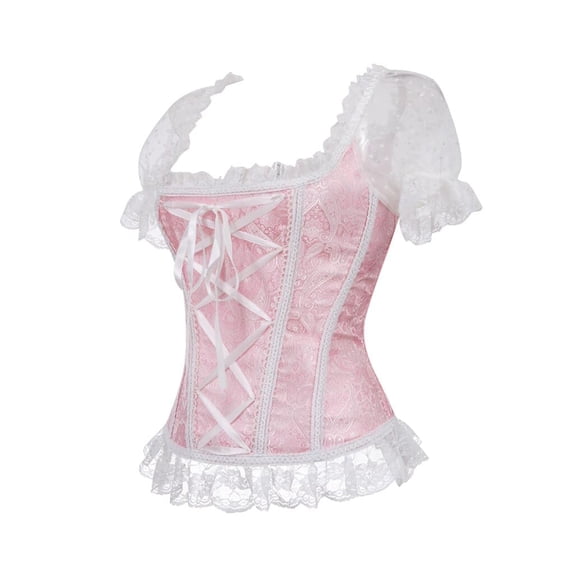 Gothic Renaissance Lace Off Shoulder Corset Bustier Top Rose XL