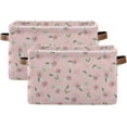 thumbnail image 2 of Coolnut Storage Basket Cute Pink Rose Storage Bin with Handle , Large Storage Cube Collapsible for Shelves Closet Bedroom Living Room 2PCS Decor Gifts, 2 of 7