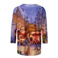thumbnail image 5 of Hauts de Sortie Décontractés pour Femmes Col Rond Manches 3/4 Imprimé de Noël Blouses d'Été pour Femmes 2023 en Solde, 5 of 5