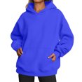 thumbnail image 6 of Womens Casual Hoodies Long Sleeve Pullover Tops Solid Color Loose Fit with Pocket Royal Blue S, 6 of 6