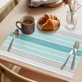 thumbnail image 3 of Turquoise Aqua Stripes Placemats Set of 6 Modern Gradient Minimalist Lines Place Mats Indoor Wipeable Table Mats Washable Cloth Dining Table Placemats for Kitchen Holiday Party Home Decor 13x19 Inch, 3 of 9