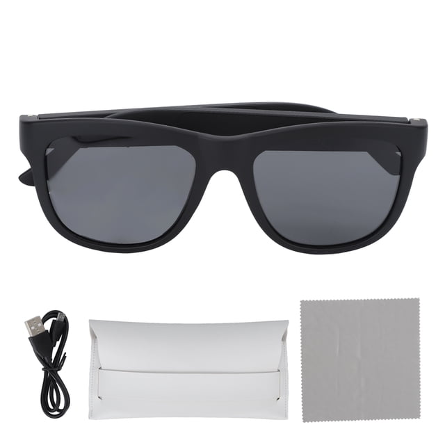 Gafas de sol con audio Micrófono incorporado Altavoz Control de voz táctil Carga USB Gafas inteligentes negras BT