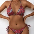 thumbnail image 4 of Bikini de fiesta en la playa de verano para mujer con estampado de rayas pequeñas, 4 of 7