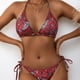 thumbnail image 4 of Bikini de mujer con estampado de rayas pequeñas en la parte delantera, bikini de fiesta en la playa de verano, 4 of 7