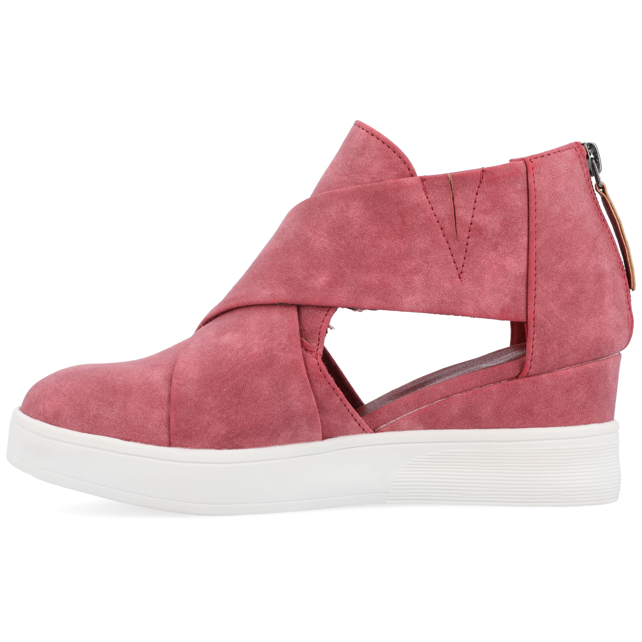 Journee Womens Seena Round Toe Back Heel Zip Wedge Sneakers