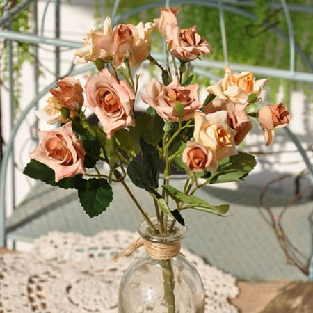 European Bouquet - KABOER Artificial Flower 15 Head European-style Pointed Rose Fake Bouquet Wedding Decoration Floral Ornaments