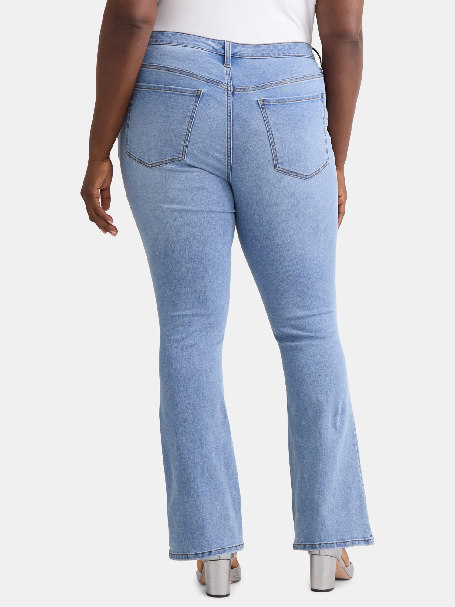 Terra & Sky Women's Plus Size Bootcut High Rise Jeans, Available in Short and Regular Inseams