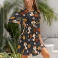 thumbnail image 5 of Fall Dresses for Women 2024, Autumn Fox Womens Fall Dresses Long Sleeve Casual Tie Waist Clothes, Womens Fall Fashion 2024 Midi  Dresses Outfits with Pocket, 5 of 6