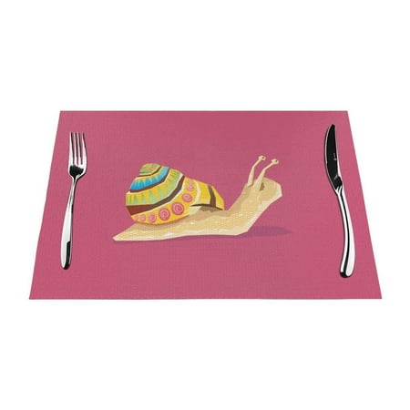 

ZNDUO Placemats 6 PCS Heat Resistant Stain Resistant Woven PVC Insulation Placemats Durable Washable Elegant Table Mats for Dining-Speedy Snail Cartoon Drawing Art 18 x12