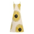 thumbnail image 4 of USSUMA Dress for Women Wedding Guest, Women's Summer Floral Boho Sleeveless Spaghetti Strap Cami Long Maxi Dress Daisy Print V Neck Backless Beach Sundress, 4 of 5