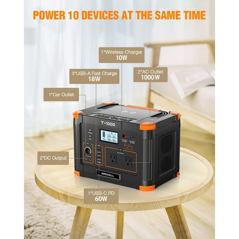 GRECELL T-1000 ポータブル電源 Amazon.com : GRECELL 1000W Portable Power Station With 2x