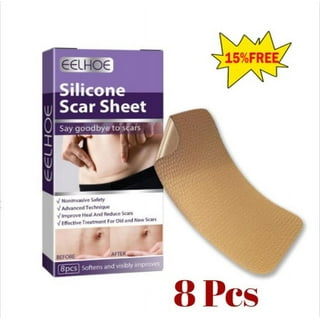 Vogsig 4PCS Medical Silicone Scar Sheets 3x1.6inch Reusable for 2 Months,  Reduce Scar for Surgery,Burn,Acne,C-Section