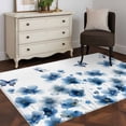 thumbnail image 3 of Navy Blue Floral Area Rugs 4'x6', Washable Small Throw Rugs for Office Bathroom, Spring Flowers Butterflies Watercolor Indoor Outdoor Rug Non-Slip Low Pile Carpet Runner Reversible Floor Mats, 3 of 8