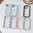thumbnail image 4 of Solid Color Curly Wave Frame Clear Soft Compatible with iPhone Case (Yellow,iPhone X/Xs), 4 of 8