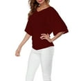 thumbnail image 4 of Womens Shirts Blouse Summer Large Size Loose Sleeve V-neck Short-sleeved T-shirt Top, 4 of 5