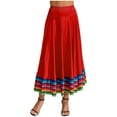 thumbnail image 2 of iiniim Womens Long Full Circle Folklorico Dance Skirts Spanish Bull Folkloric Mexican Flamenco Performance Red 87cm 3XL, 2 of 7