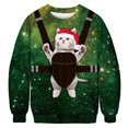 thumbnail image 2 of Suéter navideño feo unisex para hombre y mujer 2019 para vacaciones, suéter divertido de Papá Noel y gato, ropa de otoño e invierno para Navidad, 2 of 5