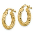 thumbnail image 2 of 14K Yellow Gold 3X10 Diamond-Cut Round Hoop Earrings, 2 of 7