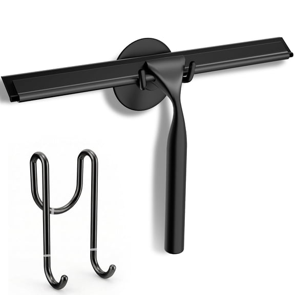 JENBELY 10 inches All-Purpose Shower Squeegee for Glass Doors, Stainless Steel Bathroom Squeegee Cleaner, Black