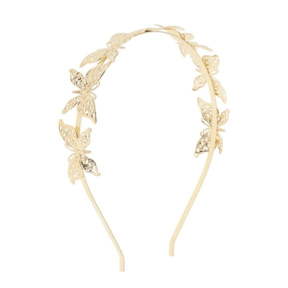 Unique Bargains 1 Pc Grace Butterfly Headbands for Women Gold Tone