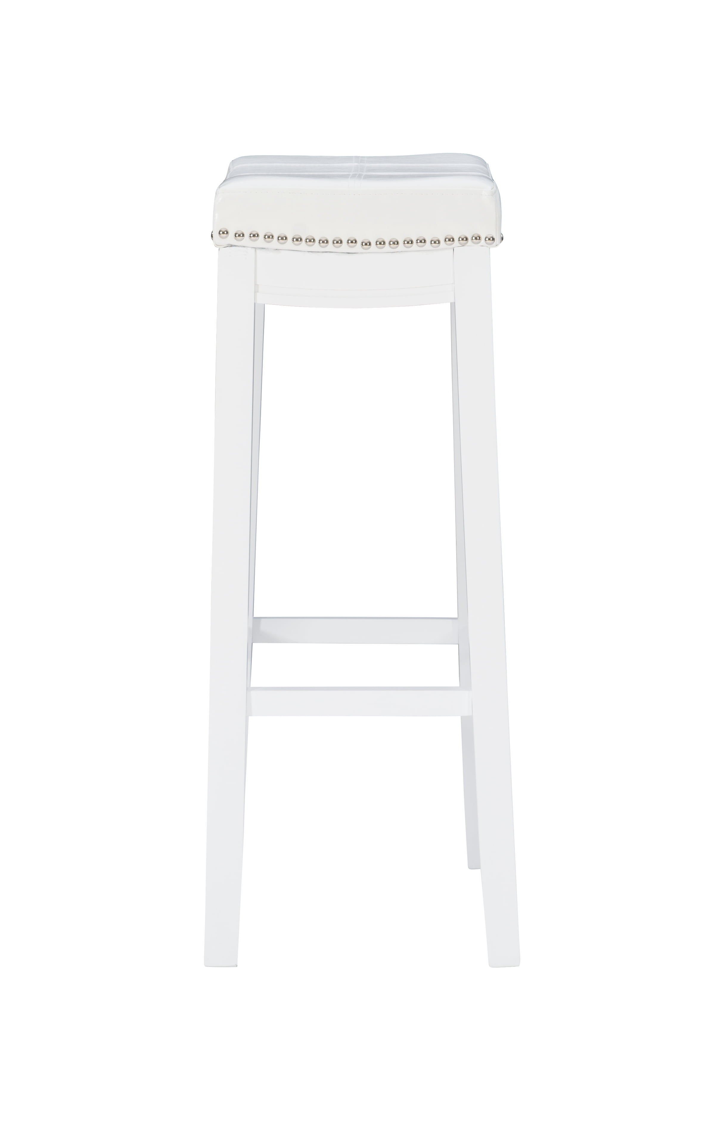 Linon Claridge 32" Backless Wood Bar Stool, White/White Faux Leather, Includes 1 Stool