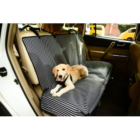 Pet Life Open Road Mess-Free Back Seat Safety Car Seat Cover Protector For Dog, Cats, And Children - One Size - Navy Blue And White Stripe