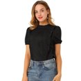 thumbnail image 1 of INSPIRE CHIC Women's Mock Neck Sleeveless Lace Work Office Button Down Shirt, 1 of 6