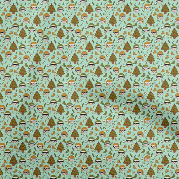 oneOone Polyester Spandex Mint Green Fabric Christmas Diy Clothing Quilting Fabric Print Fabric By Yard 56 Inch Wide