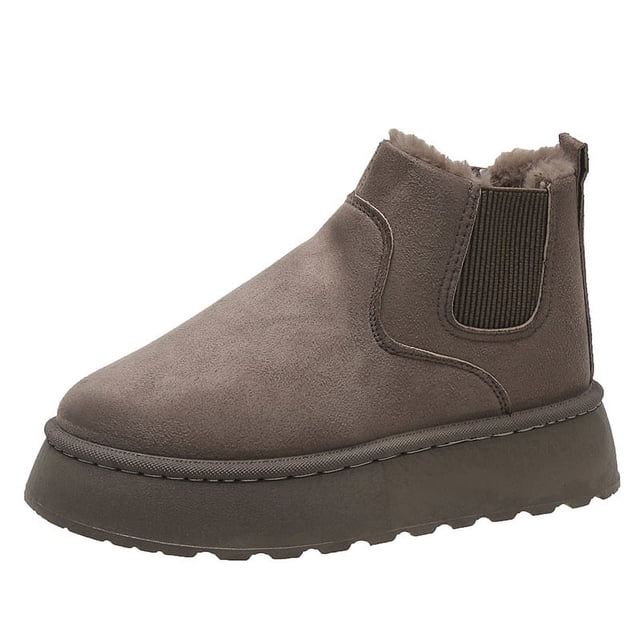 Botas de nieve para mujer, cálidas, sin cordones, de invierno, de talla grande, con forro polar grueso y acolchado de algodón