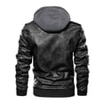 thumbnail image 5 of FEDTOSING Men's Faux Leather Jacket Retro Zip-UP Stand Collar Motorcycle Bomber Jackets with Removable Hood, 5 of 6