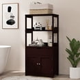 thumbnail image 4 of GLACER Large Bathroom Floor Cabinet, Freestanding Multipurpose Storage Cabinet with Drawer, 2 Open Shelves and Cupboard, Excellent for Bathroom, Kitchen or Living Room, 24 x 13 x 4, 4 of 5