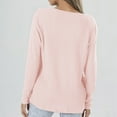 thumbnail image 4 of DeHolifer Women Tops Solid Color V-Neck Button Long Sleeve Loose Casual Knit Pullover Tops Pink 3XL, 4 of 5