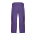 thumbnail image 5 of HKYNLAG Mens Cargo Shorts Below Knee Casual Elastic Waist Drawstring Work Capris Relaxed Fit Hiking Long Short Pants with Multi Pockets Purple 3XL, 5 of 5