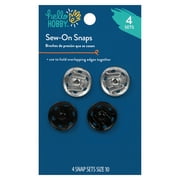 Hello Hobby Size 10 Sew-on Snaps, Nickel and Black Finish (4 Count)