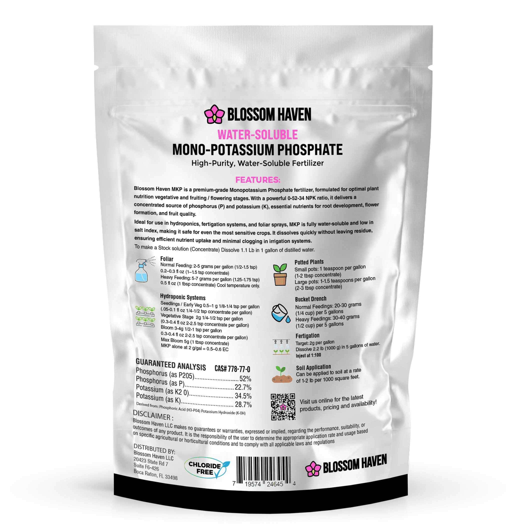 MKP Fertilizer 0-52-34 Blossom Haven 1 lb ( 16 oz )