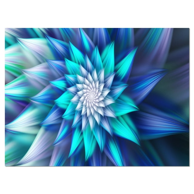 Design Art Inc. Large Blue Alien Fractal Flower - Large Floral Canvas Art Print - 60x40