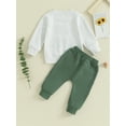 thumbnail image 5 of Toddler Boys 2PCS Outfit Sets 6 12 18 24M 3Y Long Sleeve Letter Embroidery Pullover and Green Drawstring Pants Sets, 5 of 10