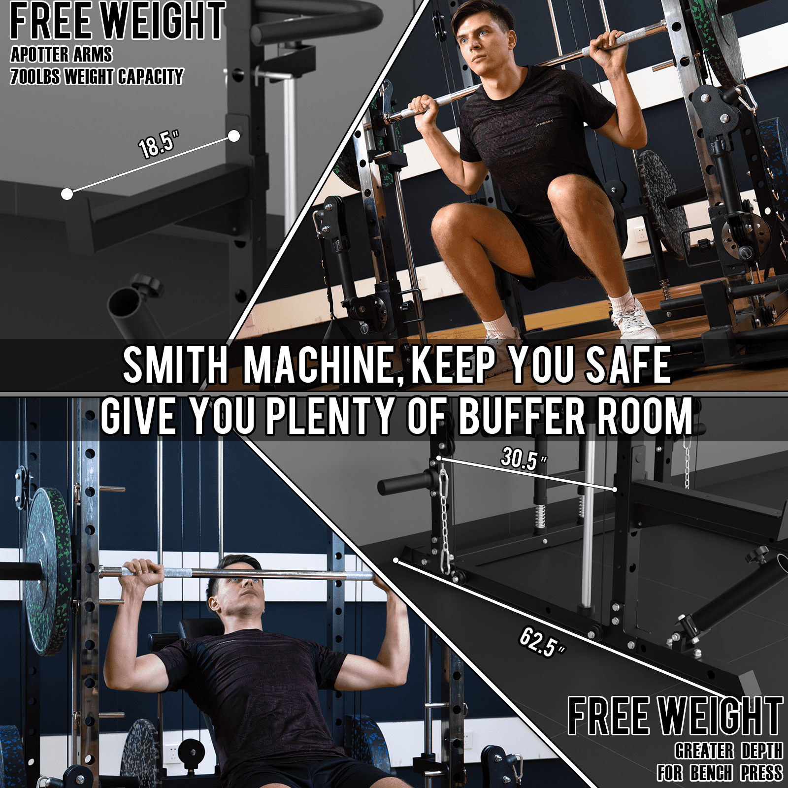 Eonfit E3 Smith Machine for Home Gym Equipment, Multi-Function Power Cage Squat Rack with Cable Crossover LAT Pulldown Pulley System All in One