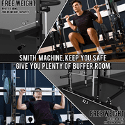 Eonfit E3 Smith Machine for Home Gym Equipment, Multi-Function Power Cage Squat Rack with Cable Crossover LAT Pulldown Pulley System All in One