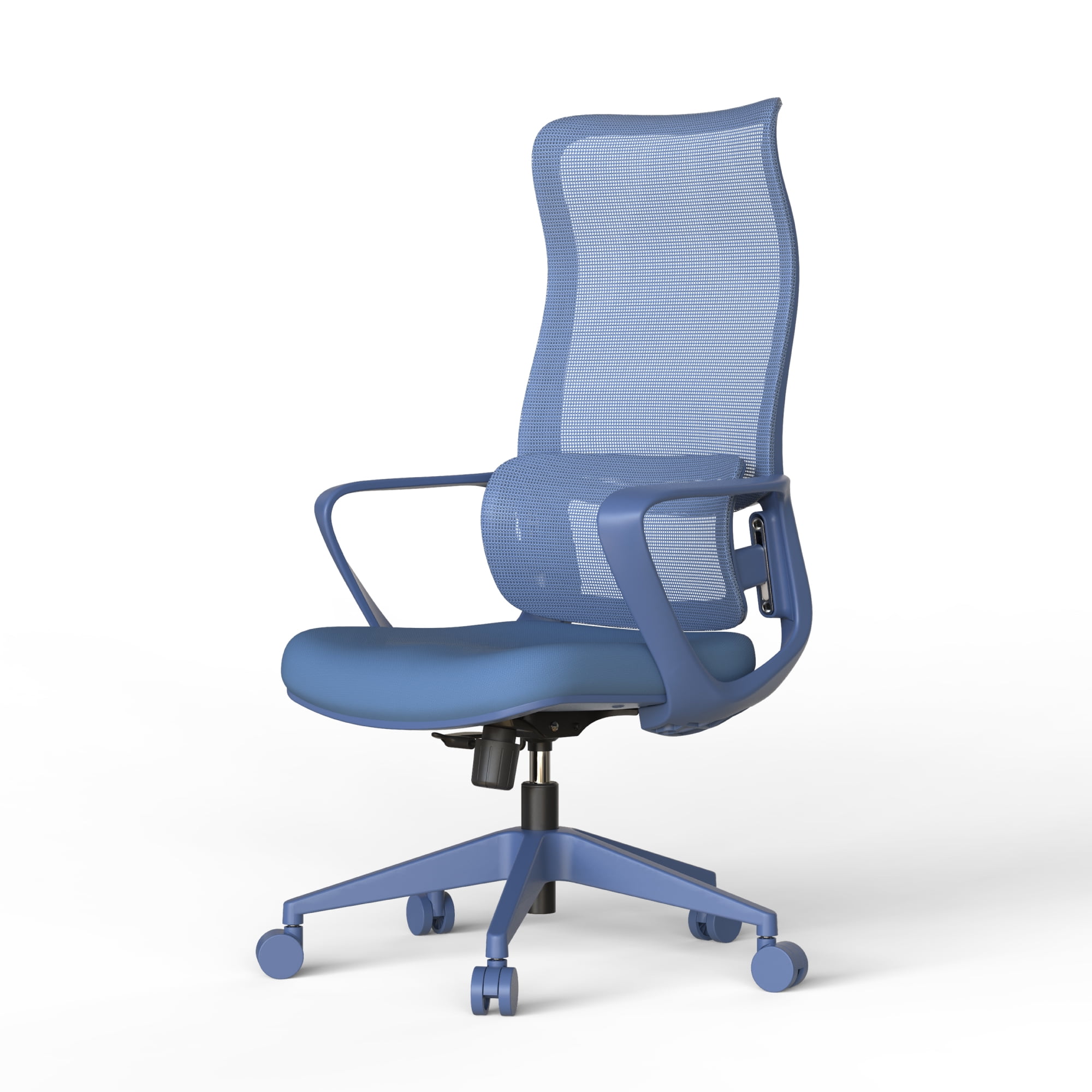 Modern Fabric Ergonomic Office Chair with Adjustable Lumbar Support, High Back Swivel Task Chair with Armrests for Home Office & Meeting Room, Blue