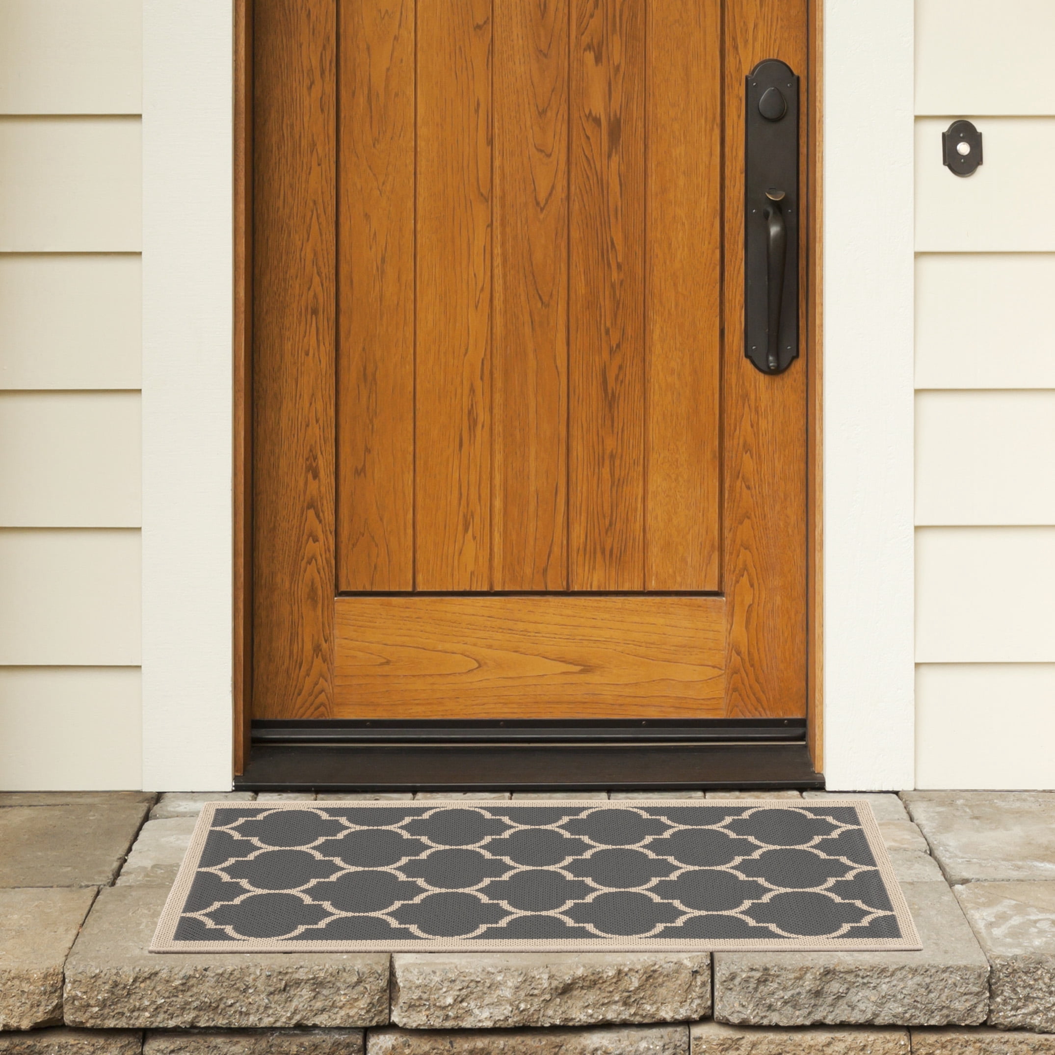 Safavieh Courtyard Alyssa Geometric Indoor/Outdoor Area Rug, Anthracite/Beige, 4' x 4' Square