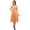 Peach, variant on Bimba Women's 3/4 Sleeve Linen Collar Neck Solid Flared Shirt Dress with Side Pockets