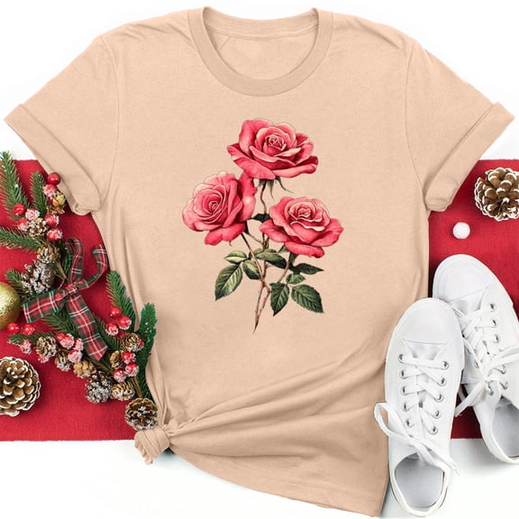SOOMLON Valentine's Day Outfits Women Couple Valentines Gift Loose Short Sleeve Round Neck Shirts Cute Heart Graphic Blouses Trendy Valentines Clothes 2025 Khaki XL