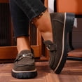 thumbnail image 4 of WHLBF Shoes for Women Round-Toe Thick-Heeled Casual Large-Size Frosted British Style Thick-Soled Loafers Size 8.5, 4 of 8