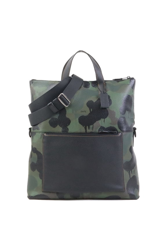 Pre-Owned Coach handbag shoulder bag leather black x green men's h31501n (Good)