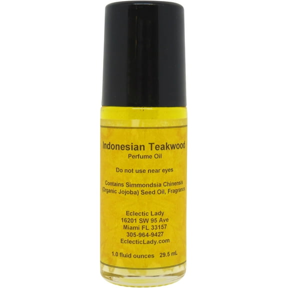 Indonesian Teakwood Perfume Oil, 1.0 Oz Portable Roll-On Fragrance