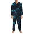 thumbnail image 3 of Sikiie Ice blue light spot jellyfish Mens Pajama Set, Soft Warm Long Sleeve Sleepwear, Cozy Button-Down Pjs for Men-XX-Large, 3 of 7