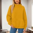 thumbnail image 5 of Mock Neck Sweatshirt Women No Hood Turtleneck Tops Casual Oversized Y2K Long Sleeve Pullover Sweatshirts With Pockets Yellow 2XL, 5 of 7